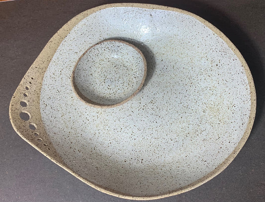 White Speckled Platter with Holes