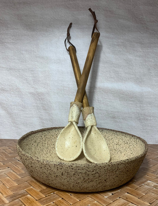 Oatmeal Bowl with Timber Servers Set